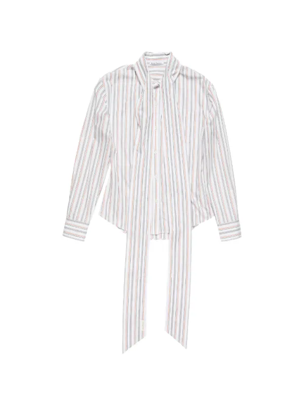 Acne Studios Striped Pussy-bow Shirt in White