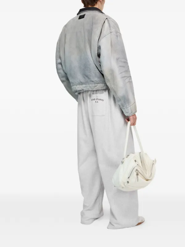Acne Studios グレー ジャケット Acne Studios Zip leather-collar Denim Jacket | Grey | FARFETCH