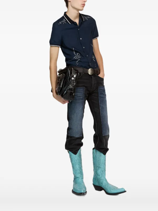 Acne Studios Embroidered Button-up Shirt in Blue