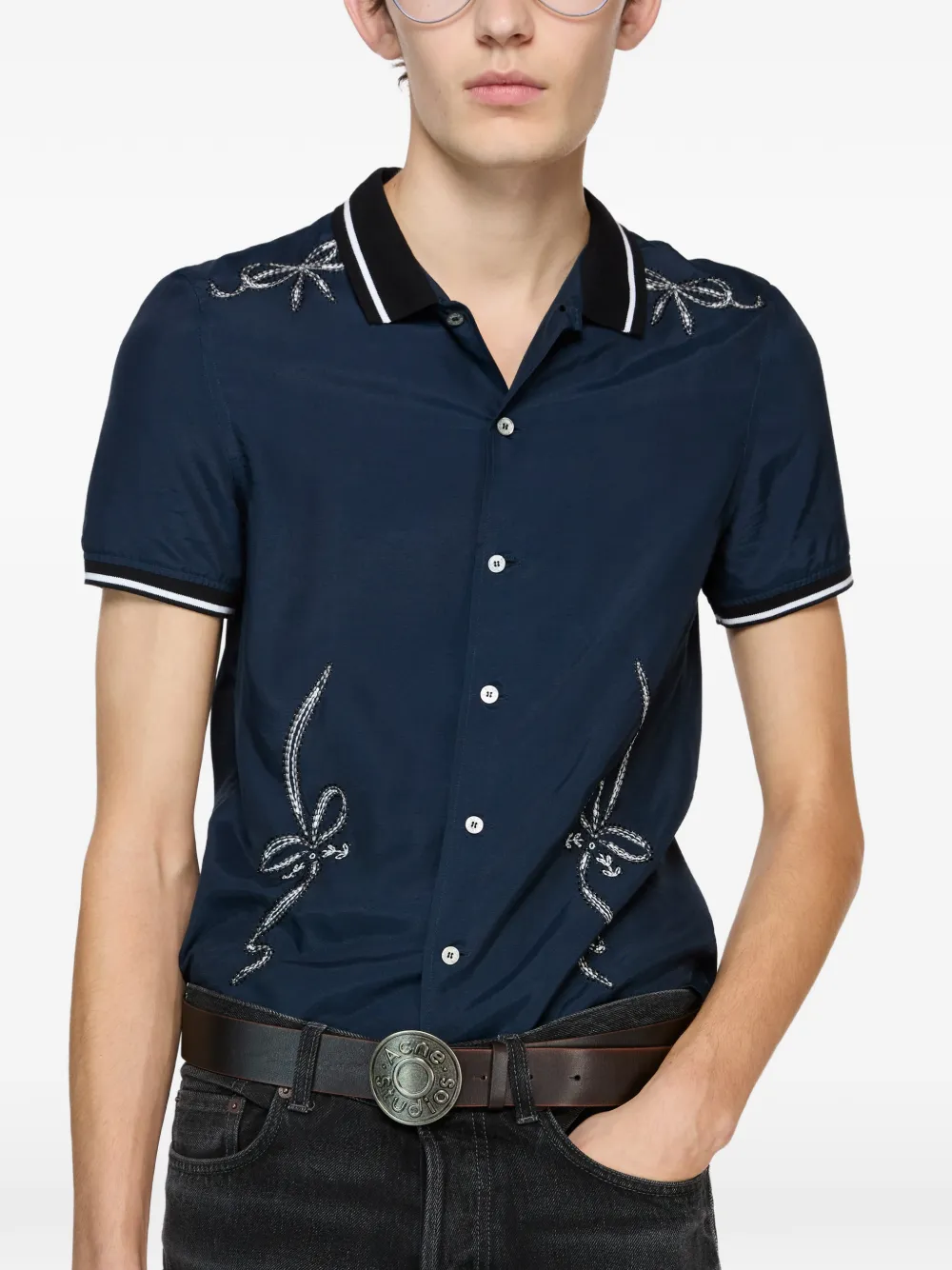 Acne Studios Overhemd verfraaid met strik Blauw