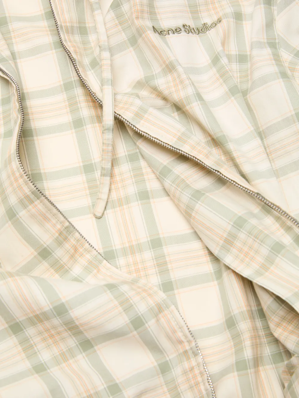 Acne Studios Geruit jack met capuchon Beige