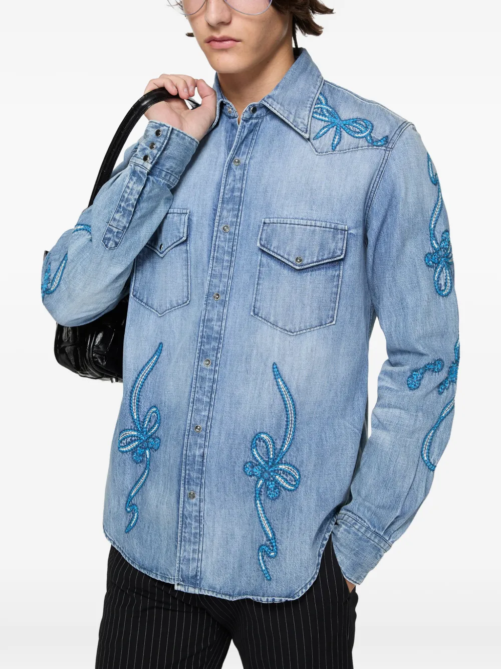 Acne Studios Overhemd met borduurwerk Blauw