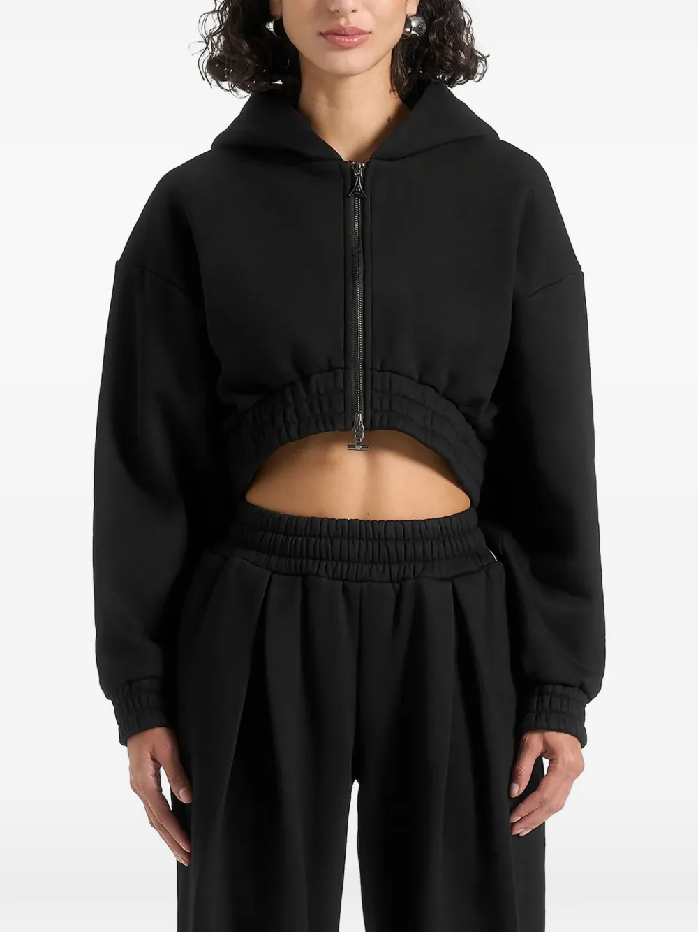 Manière De Voir Josiane zip cinched hoodie Zwart