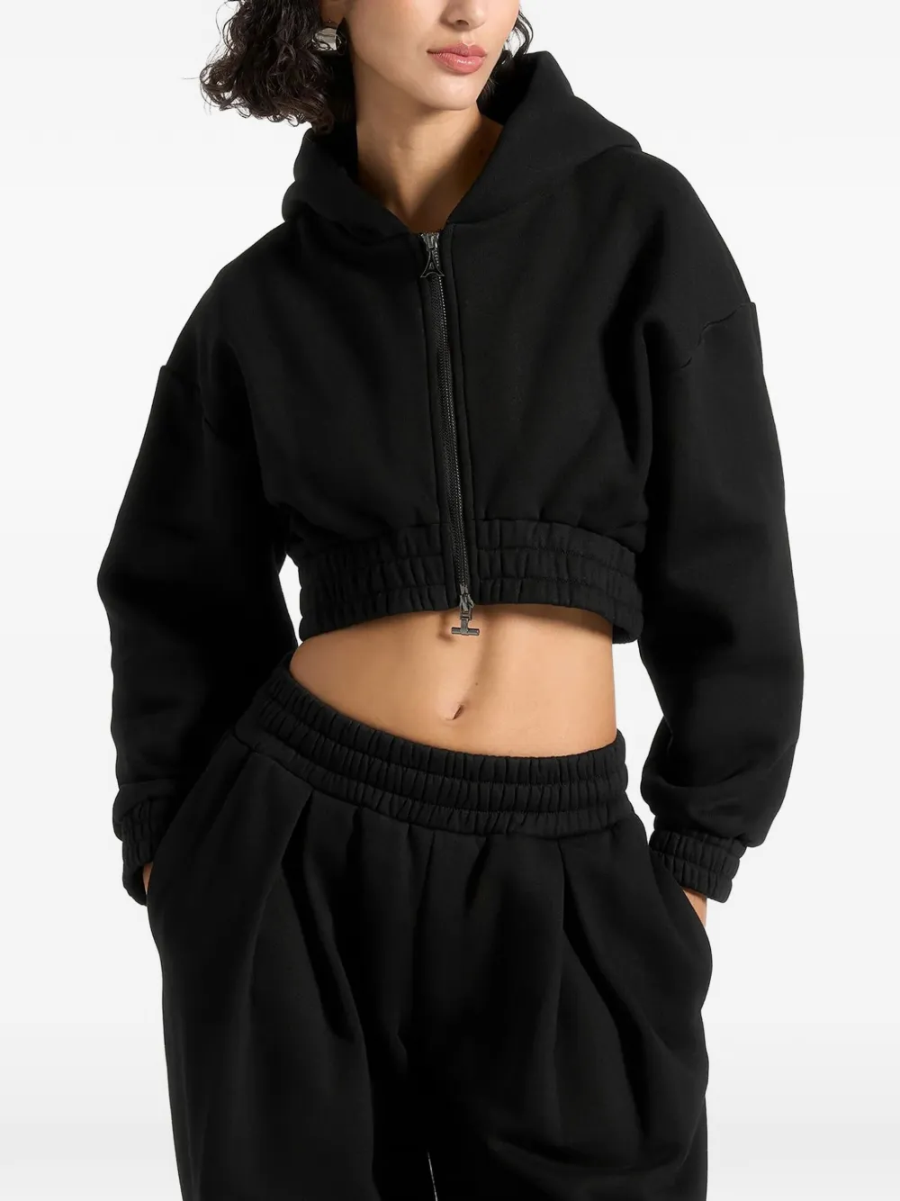 Manière De Voir Josiane zip cinched hoodie Zwart