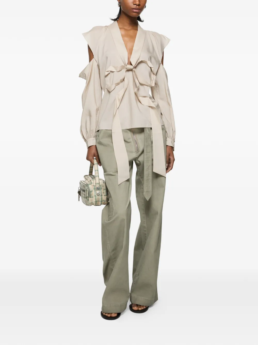 Acne Studios Twill broek met ceintuur Groen