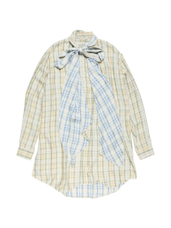 Acne Studios Check Tunic Dress in Neutrals