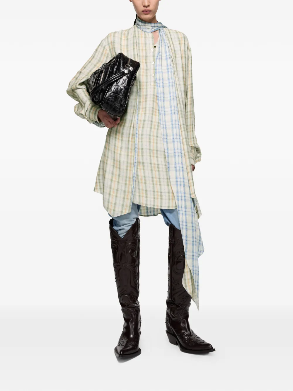  Acne Studios Plaid Asymmetric Shirt - Neutrals 
