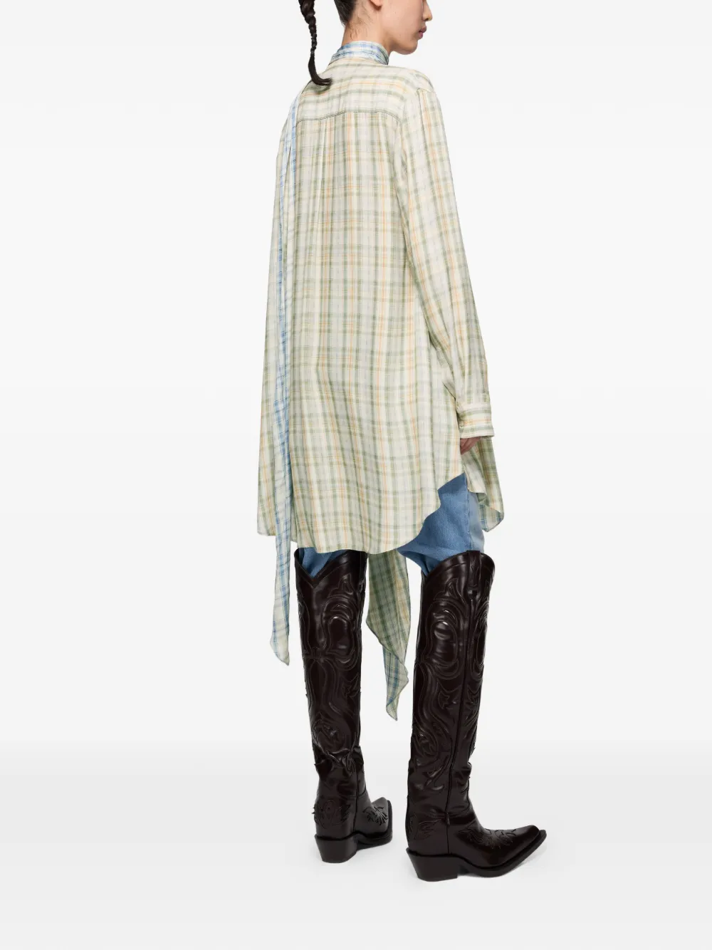  Acne Studios Plaid Asymmetric Shirt - Neutrals 