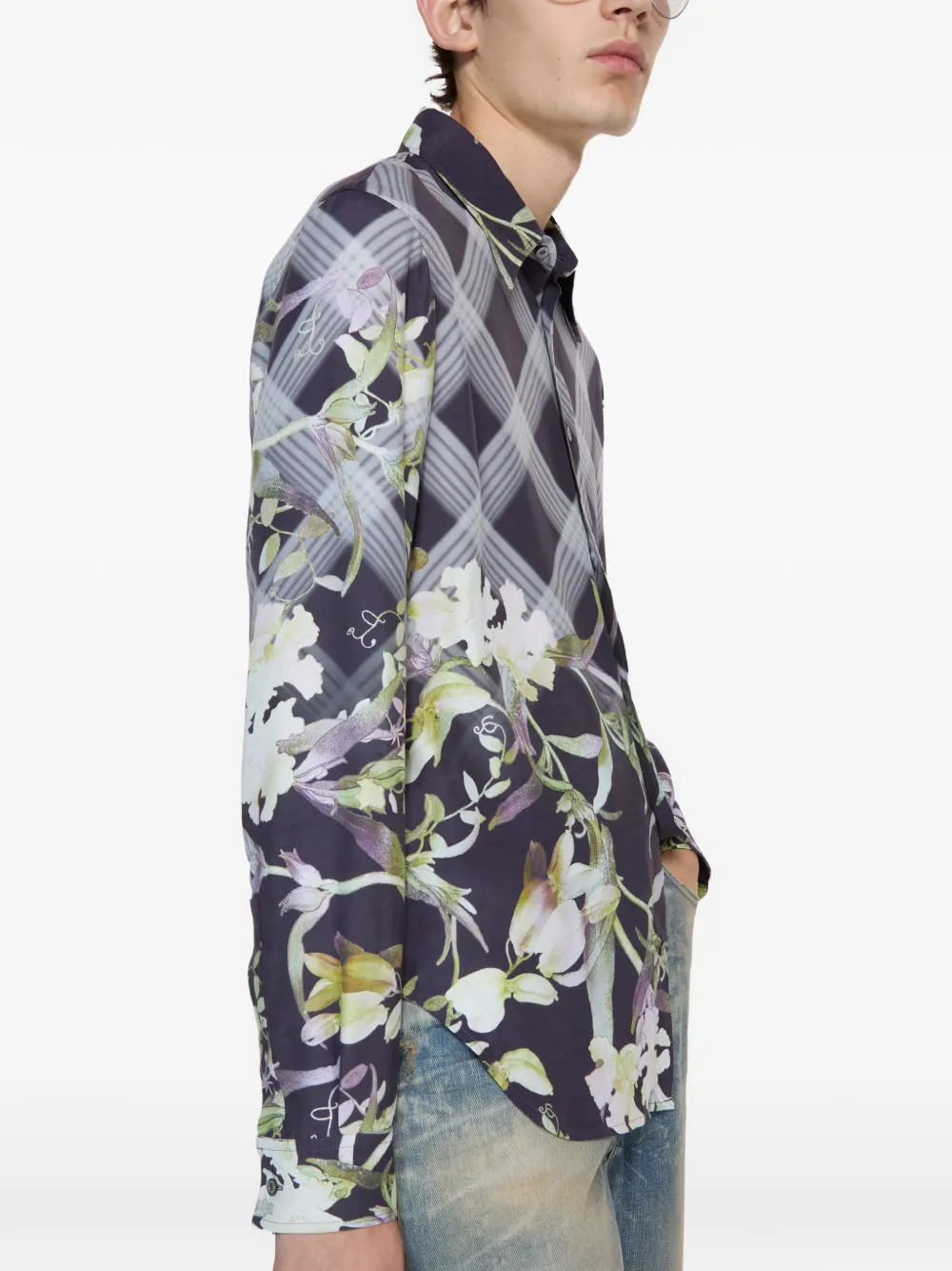 Acne Studios Overhemd met bloemenprint Blauw