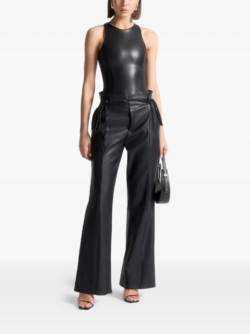 Manière De Voir Racer Neck Bodysuit In Black