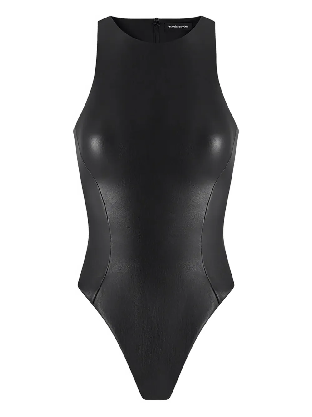 Manière De Voir Racer Neck Bodysuit In Black