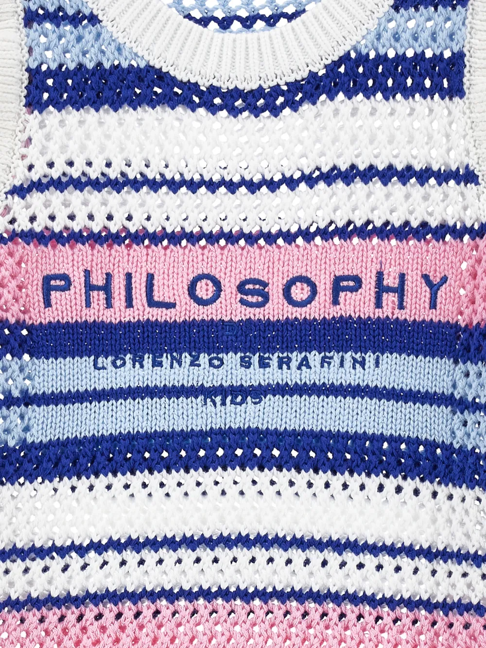 Philosophy Di Lorenzo Serafini Kids Gestreepte mouwloze jurk Blauw