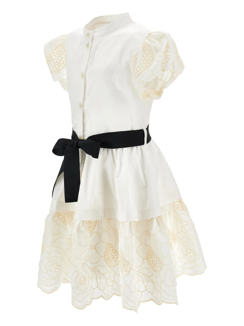 Philosophy Di Lorenzo Serafini Kids Jurk met kanten mouwen en ceintuur Wit