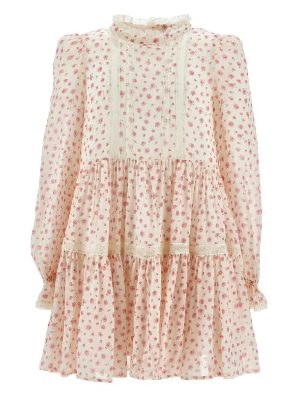 philosophy di lorenzo serafini lace dress Philosophy Di Lorenzo Serafini Lace-trimmed Ruffled Mini Dress