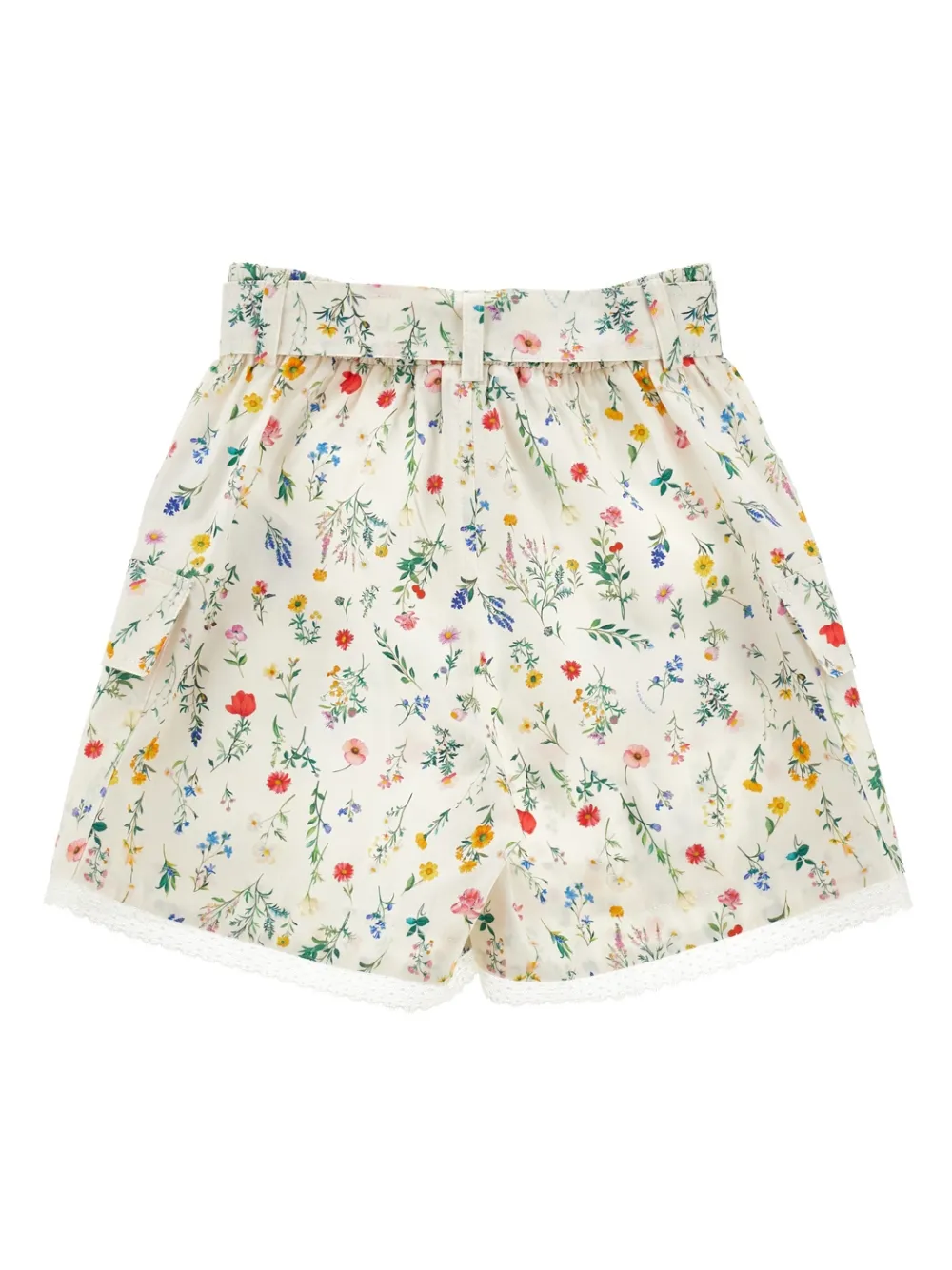 Philosophy Di Lorenzo Serafini Kids Shorts met kanten afwerking en bloemenprint Beige