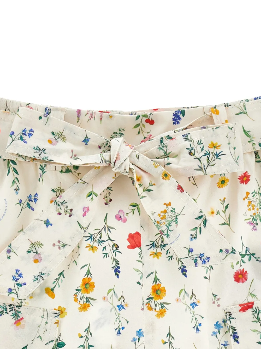 Philosophy Di Lorenzo Serafini Kids Shorts met kanten afwerking en bloemenprint Beige