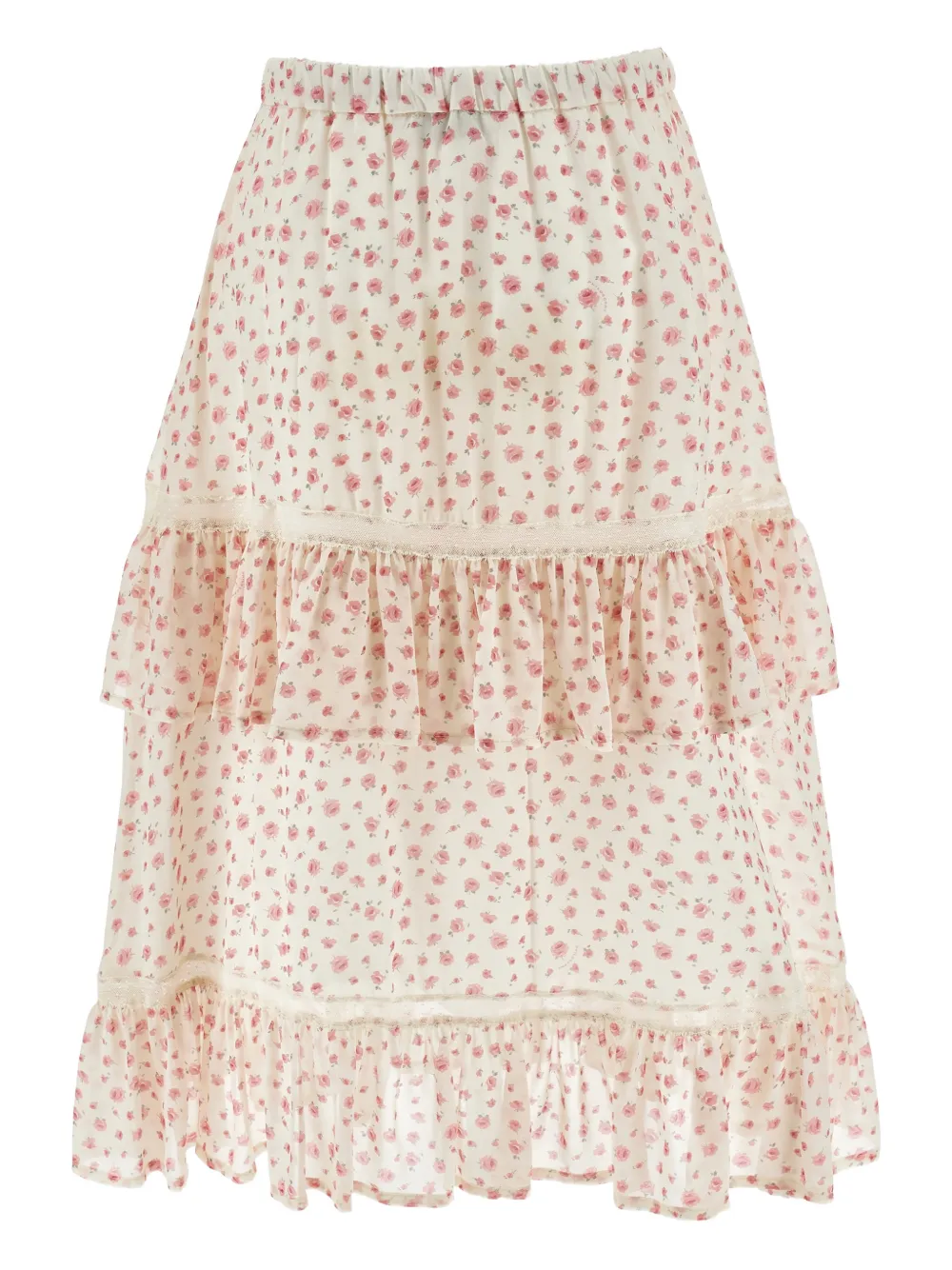 Philosophy Di Lorenzo Serafini Kids Rok met ruches en bloemenprint Beige