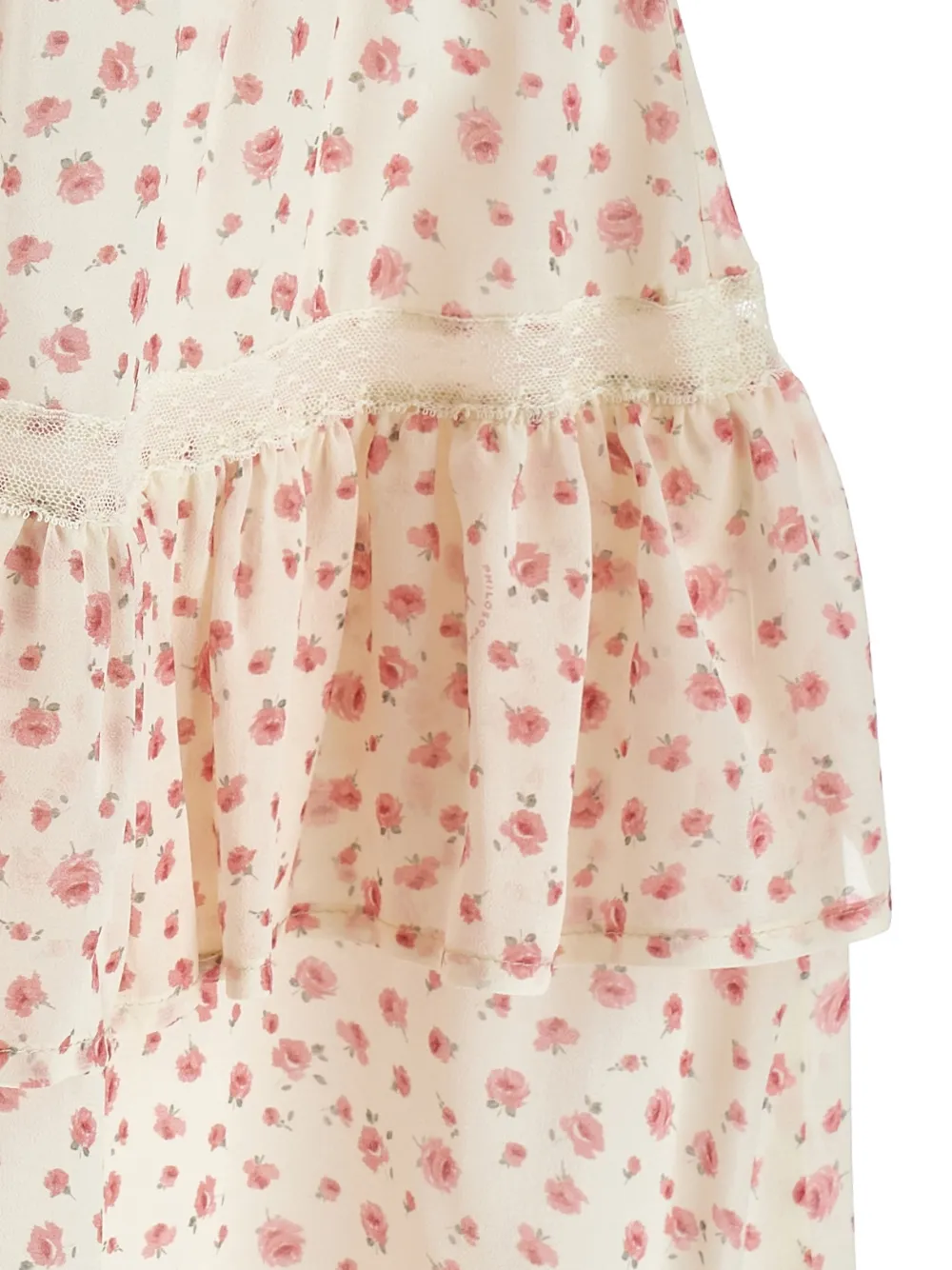 Philosophy Di Lorenzo Serafini Kids Rok met ruches en bloemenprint Beige