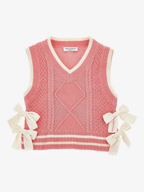 Philosophy Di Lorenzo Serafini Kids chaleco tejido de ochos con moño