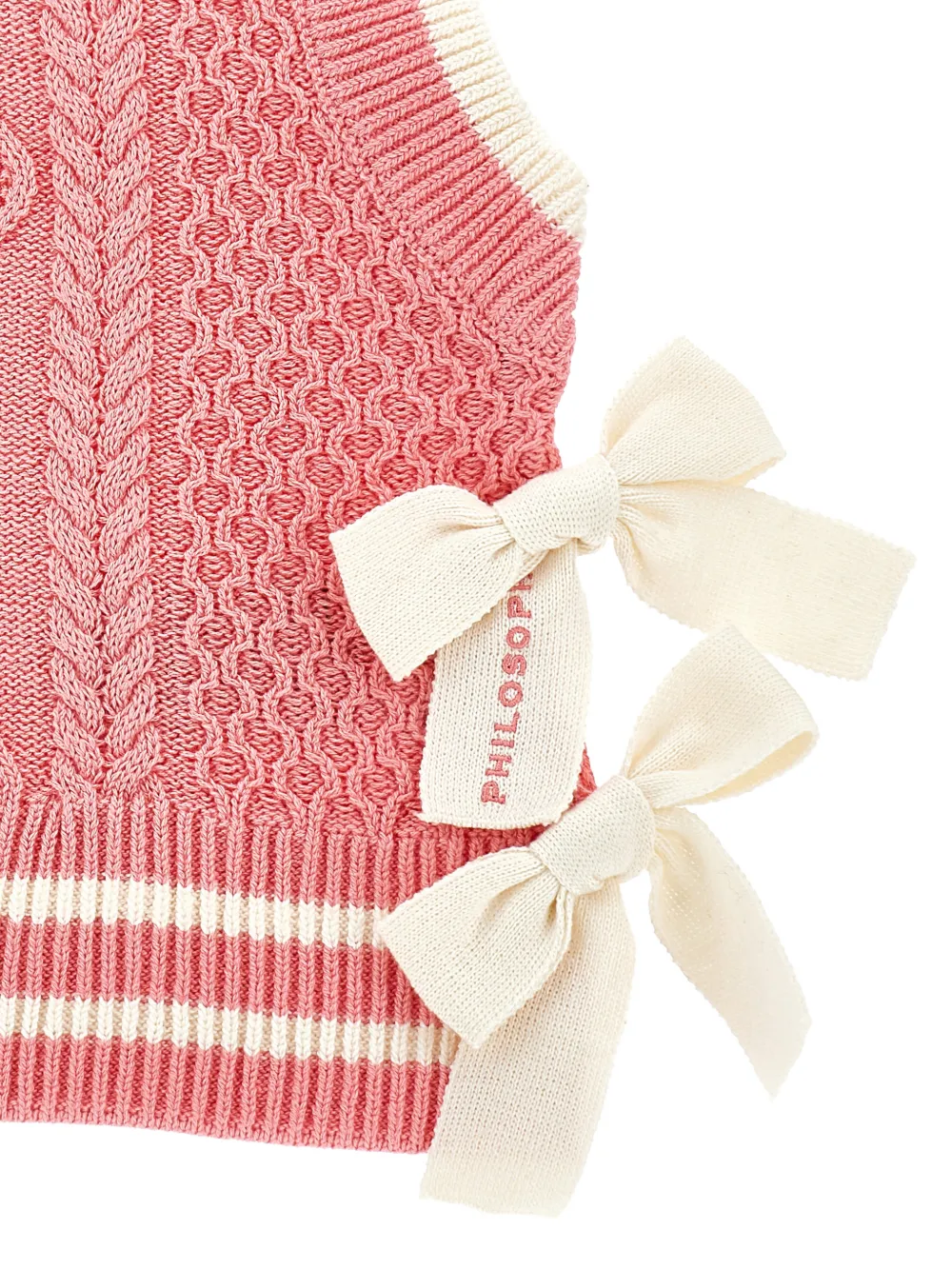 Philosophy Di Lorenzo Serafini Kids Kabelgebreide spencer met strik Roze