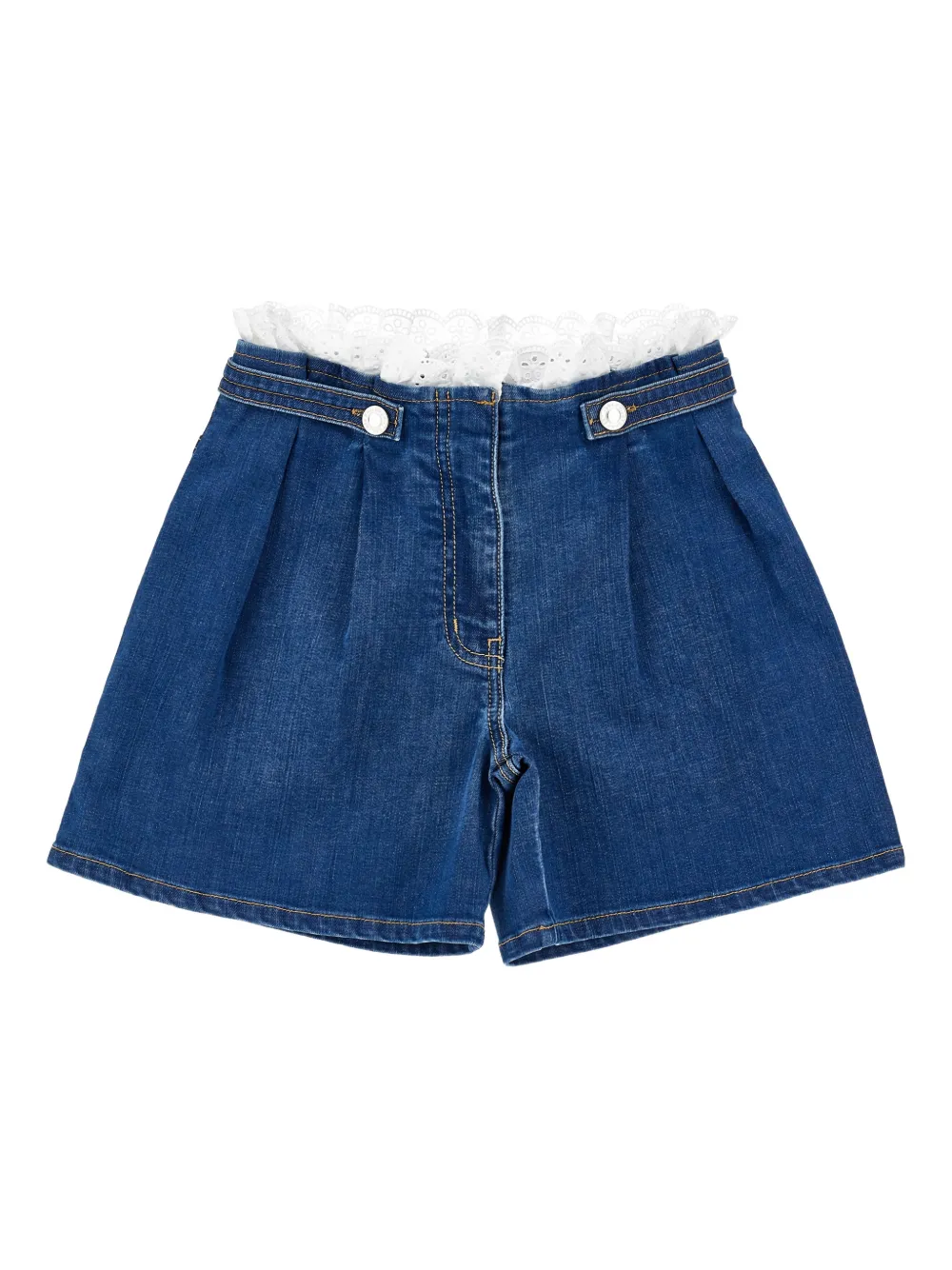 Philosophy Di Lorenzo Serafini Kids Shorts denim con dettagli in pizzo - Blu
