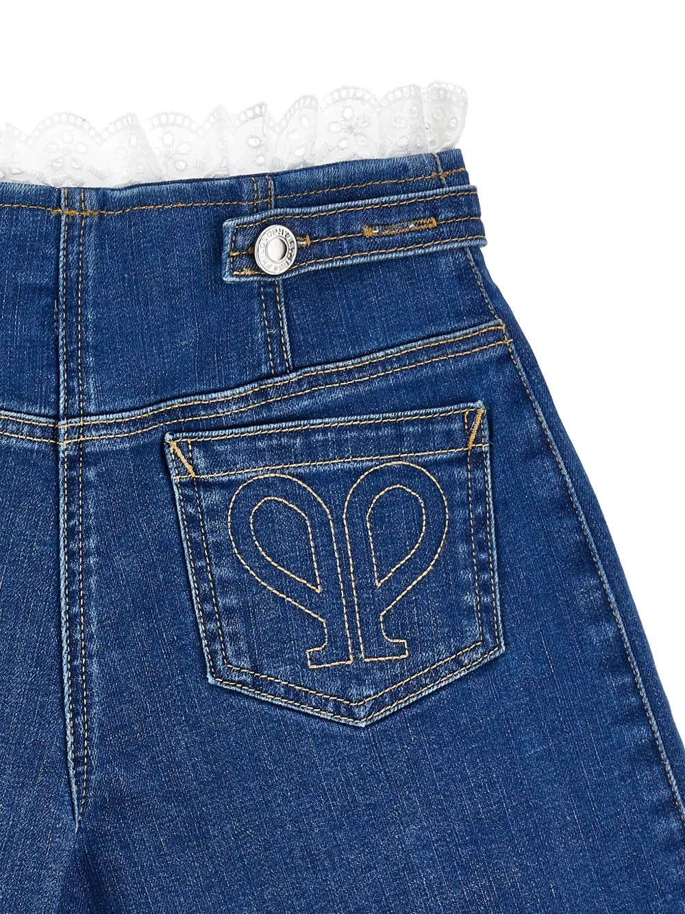 Philosophy Di Lorenzo Serafini Kids Spijkershorts met kanten afwerking Blauw