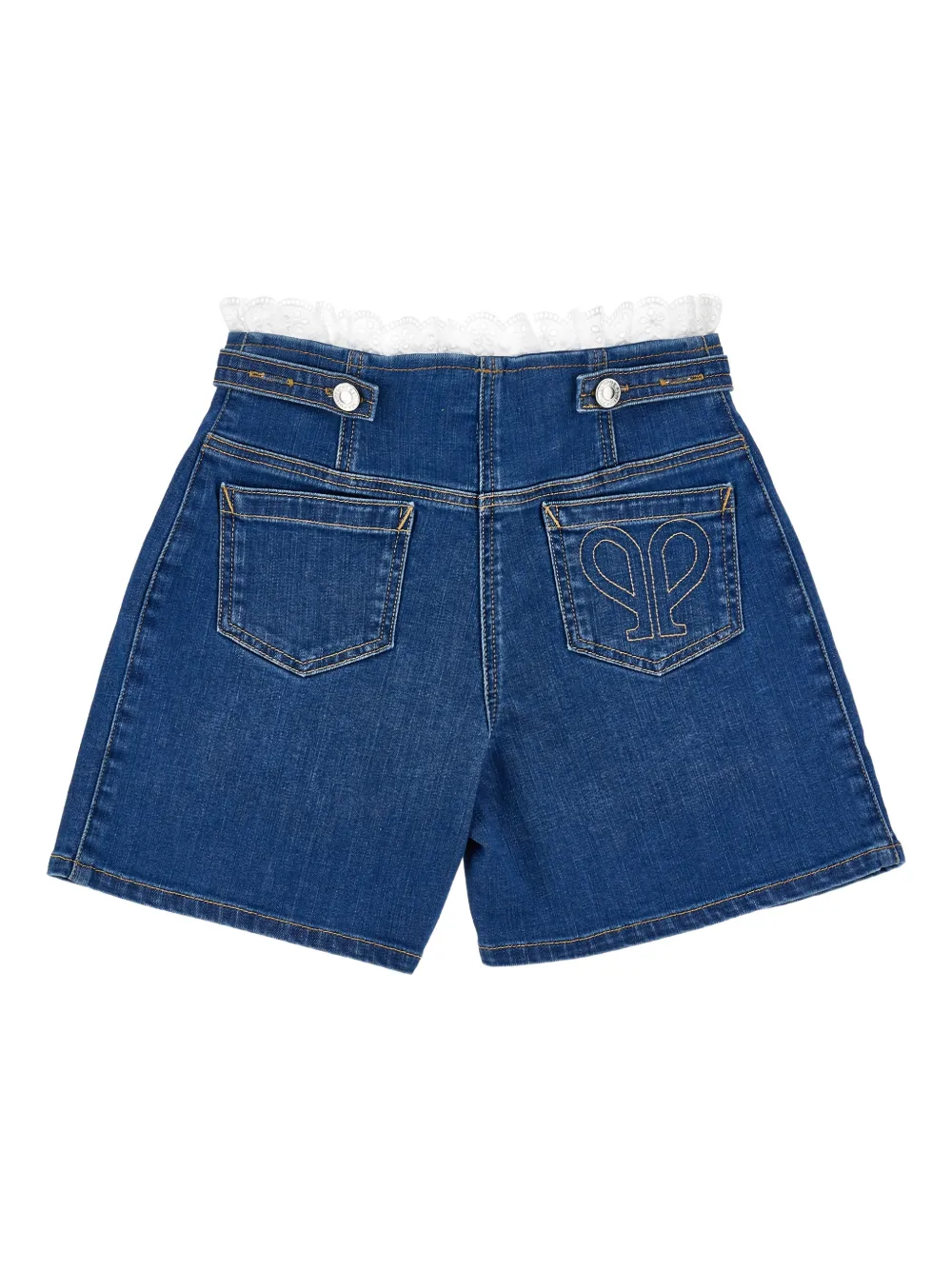 Philosophy Di Lorenzo Serafini Kids Spijkershorts met kanten afwerking Blauw