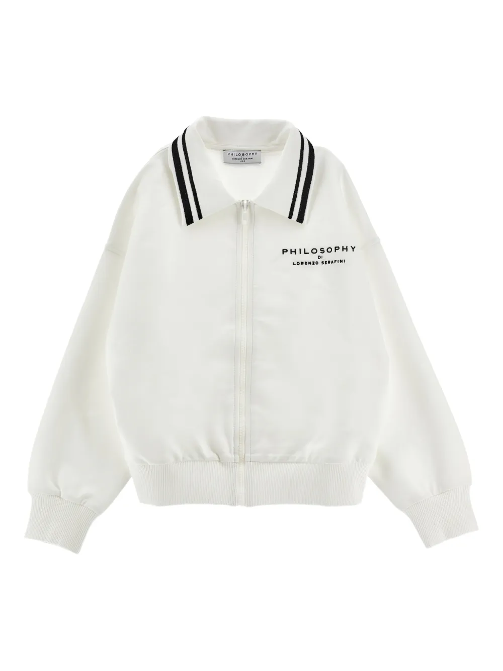 Philosophy Di Lorenzo Serafini Kids Gestreifte Jacke mit Reißverschluss - Weiß