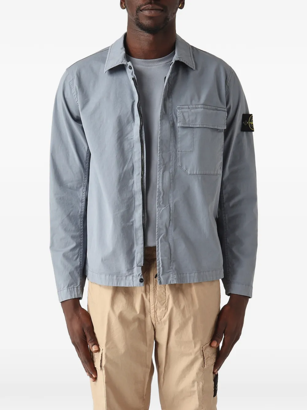Stone Island Compass-badge shirt jacket - Blu