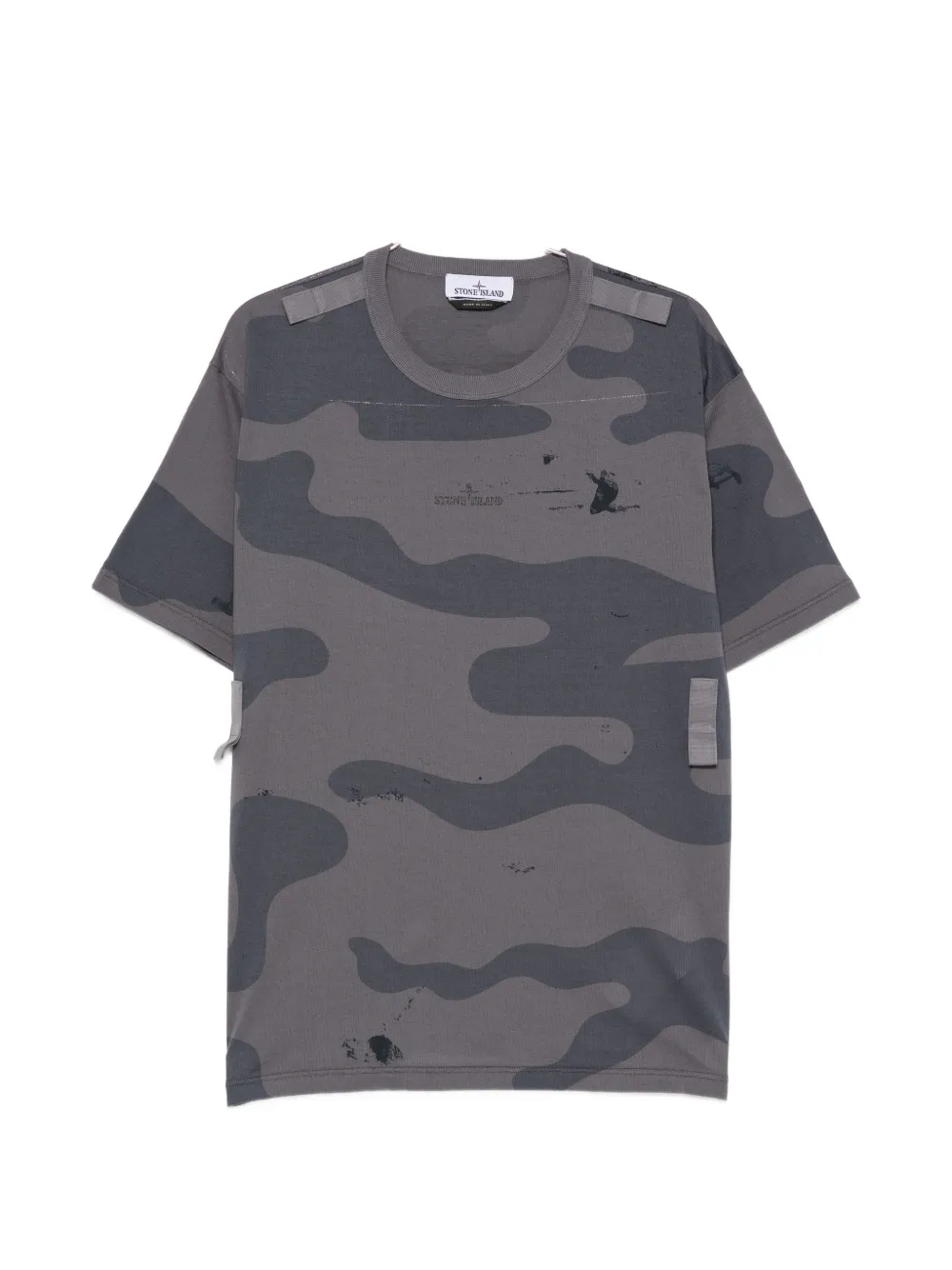 Stone Island camouflage-print logo-print T-shirt - Grau
