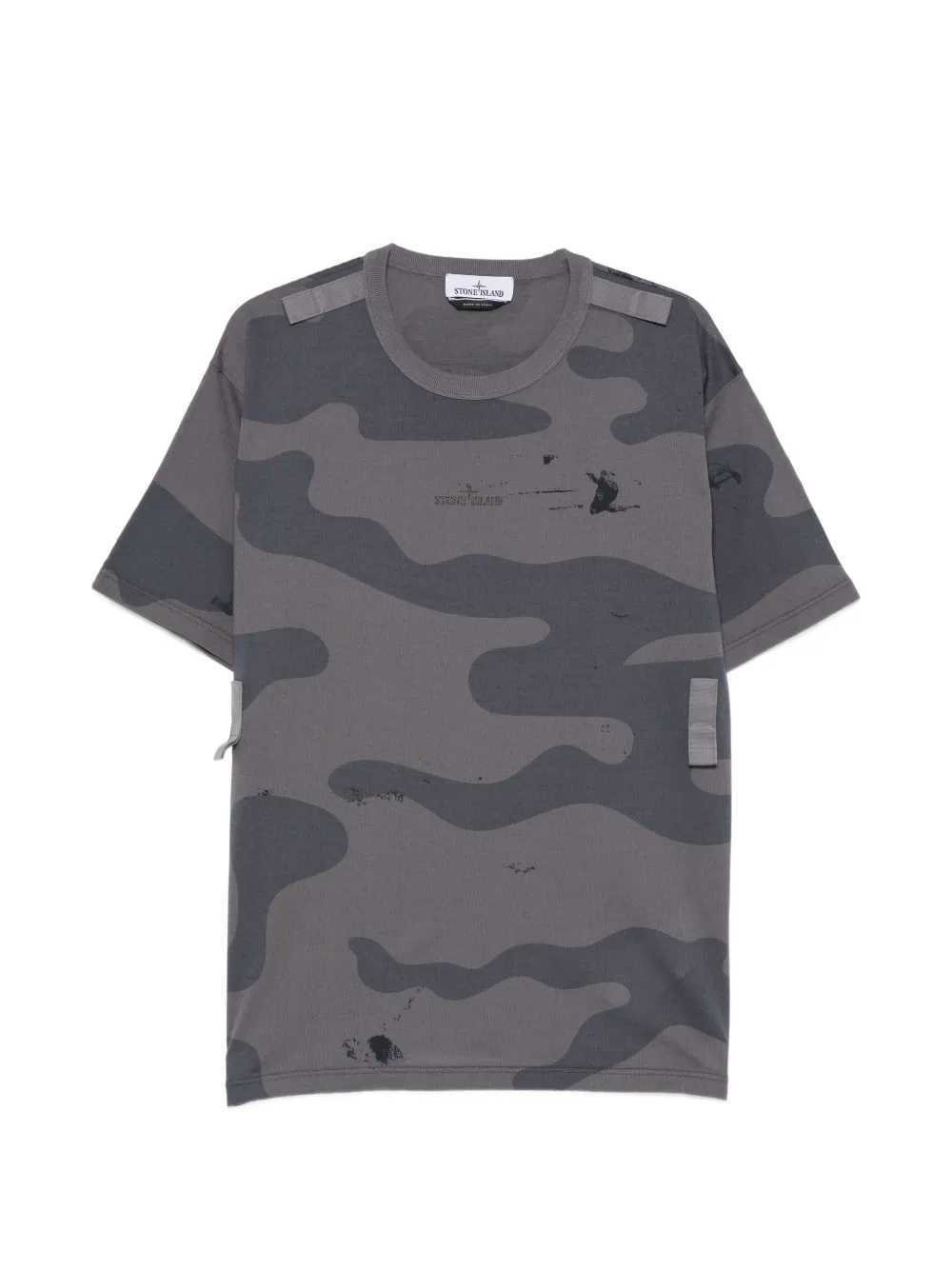 Stone Island camouflage-print logo-print T-shirt - Grau