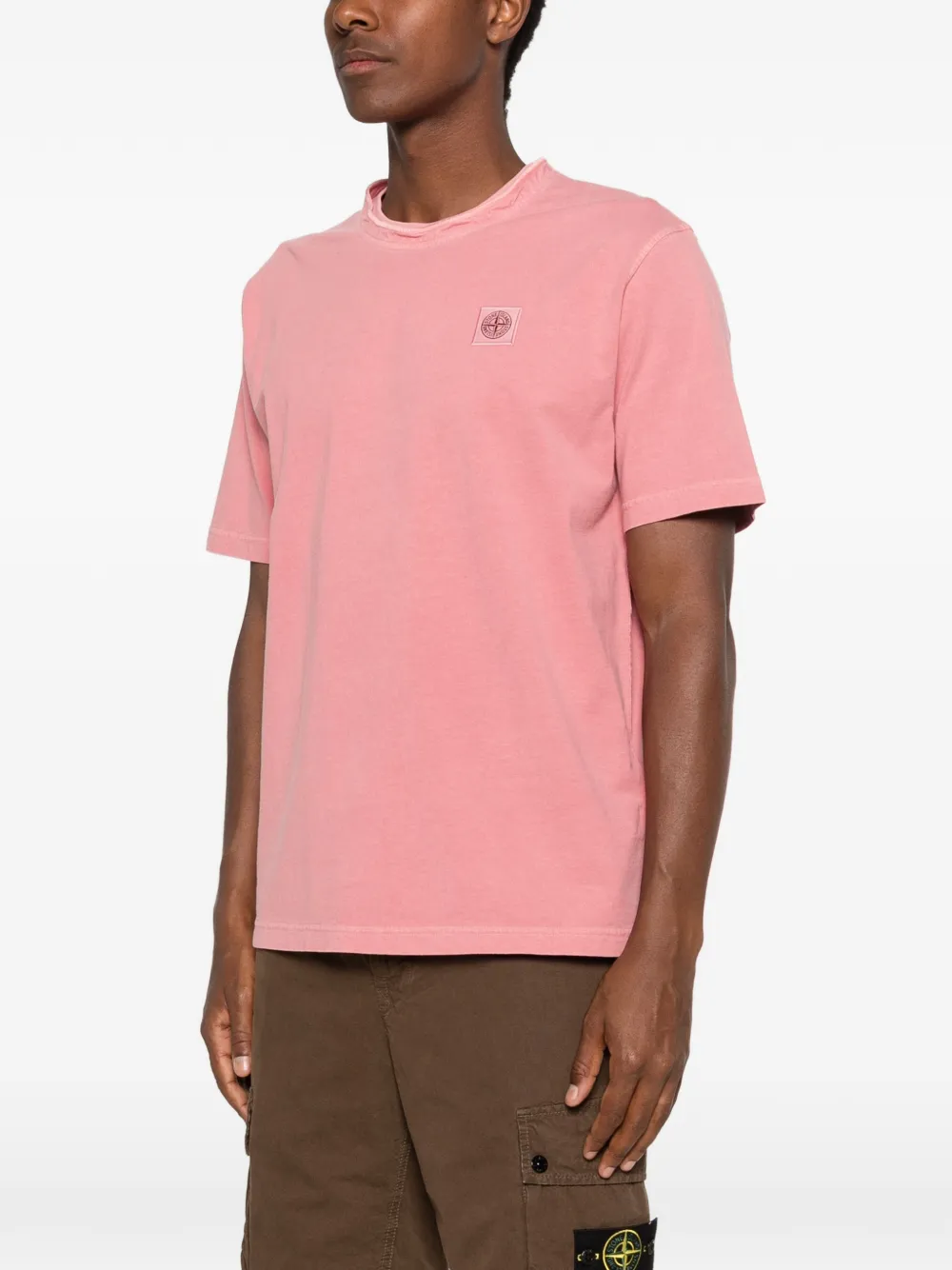 Stone Island T-shirt met Compass-logopatch Roze