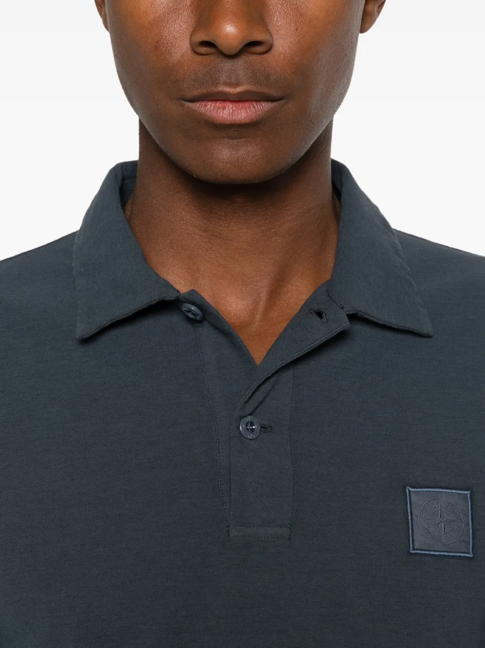 Stone Island 2200005 biologisch katoenen jersey Crepe_S.I. Ghost poloshirt Blauw