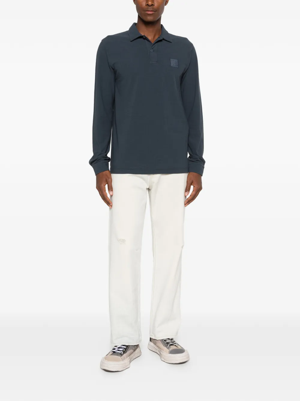 Stone Island 2200005 biologisch katoenen jersey Crepe_S.I. Ghost poloshirt Blauw