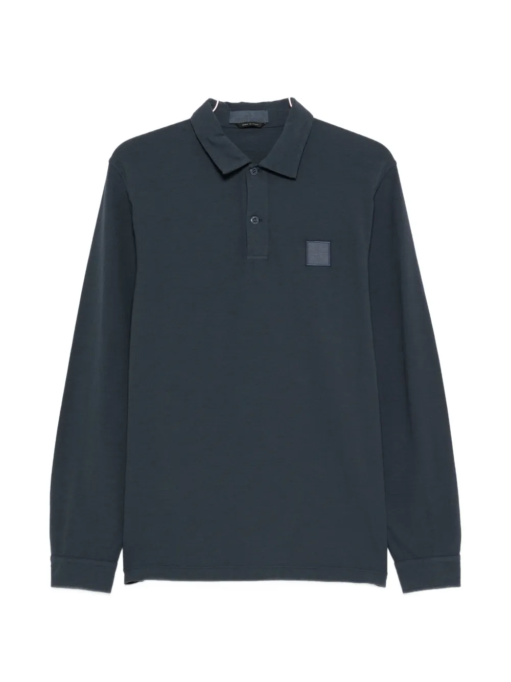 Stone Island Logo-patch Long-sleeve Polo Shirt In Blue