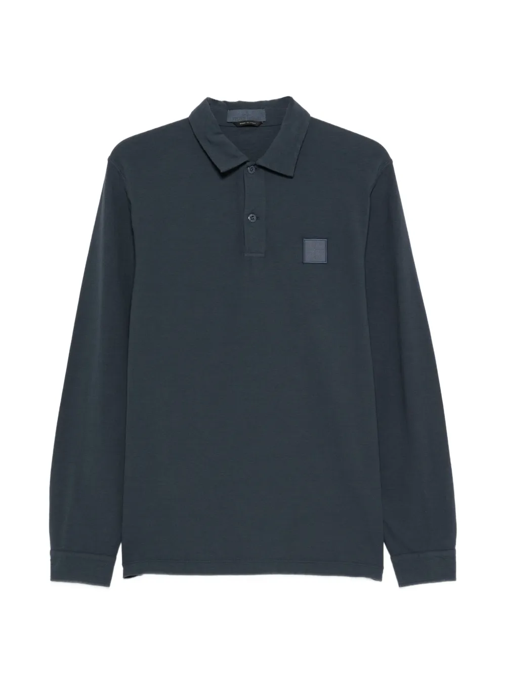 Stone Island logo-patch long-sleeve polo shirt - Blu