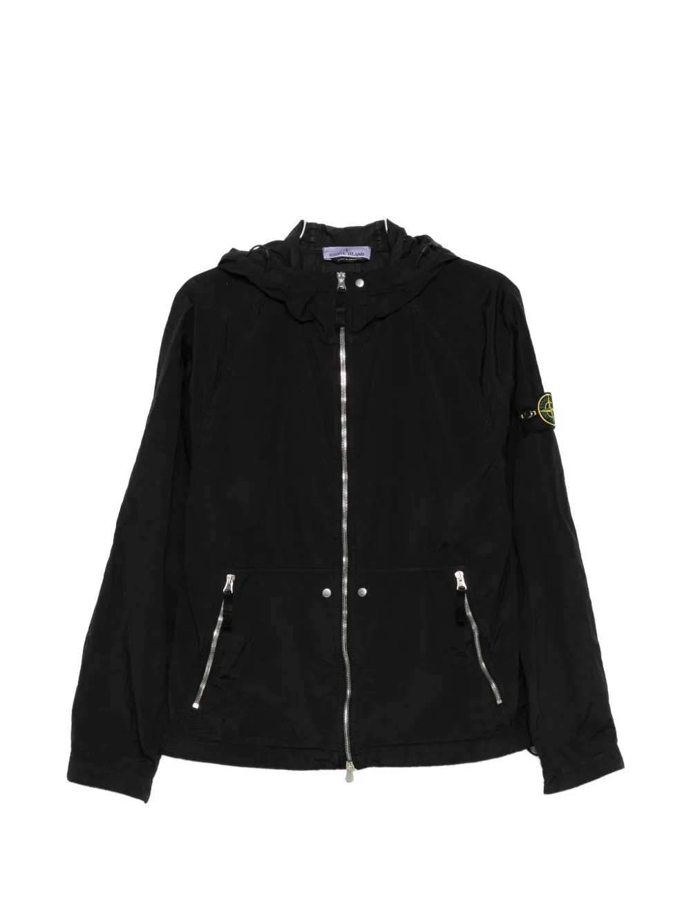Stone Island Compass-patch Hooded Jacket In Black