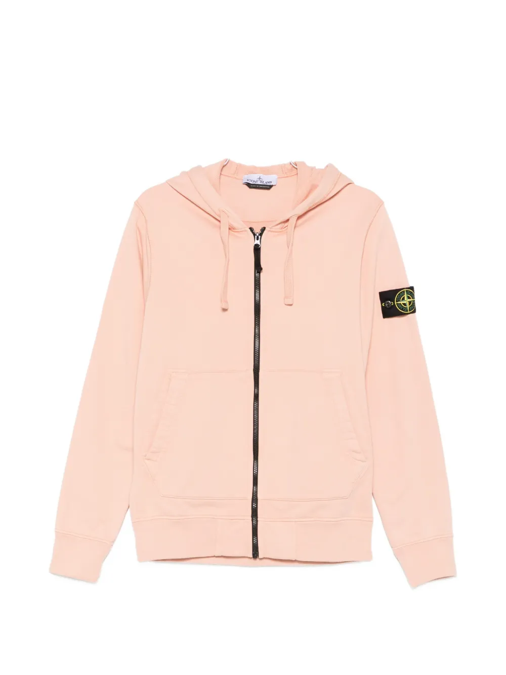 Stone Island Compass-patch Zip-up Hoodie In Pink