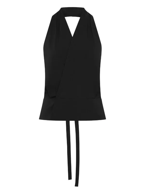 St. Agni Halterneck Wrap Top in Black