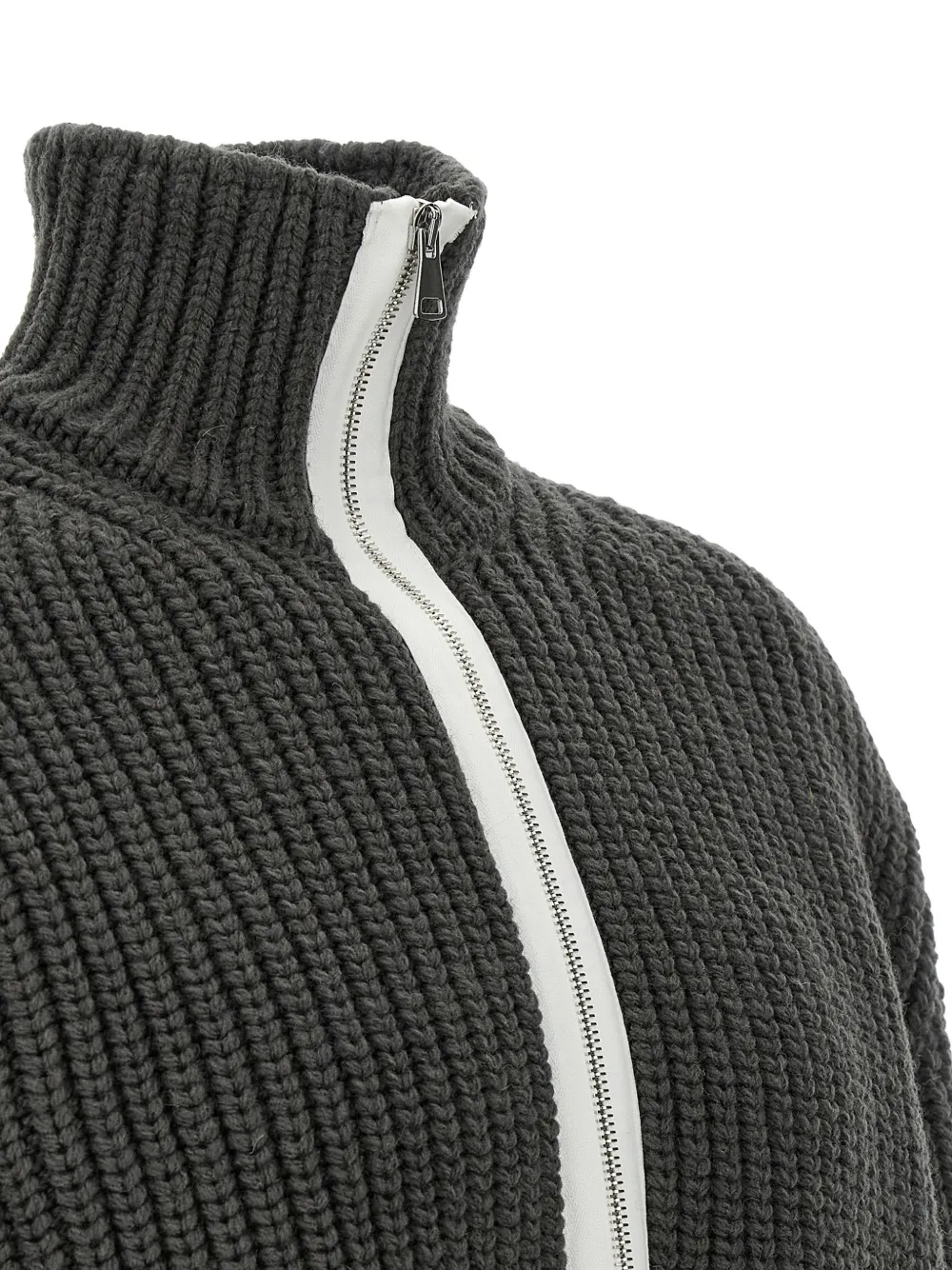 Namacheko High Collar Long Sleeve Cardigan In Gray