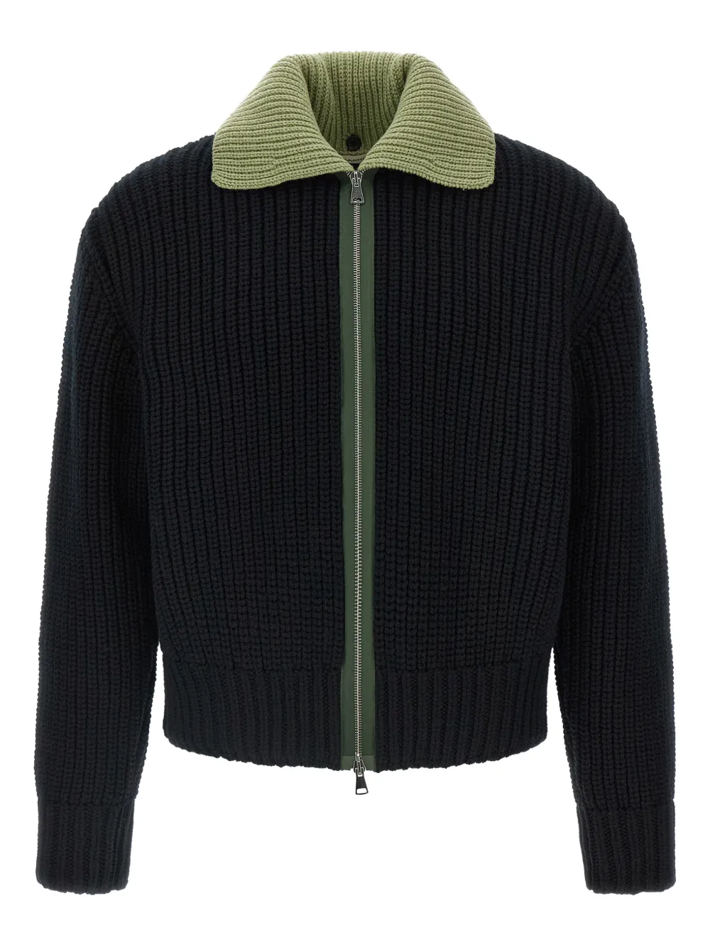 Namacheko Cardigan With Contrast Collar And Long Sleeves In Black