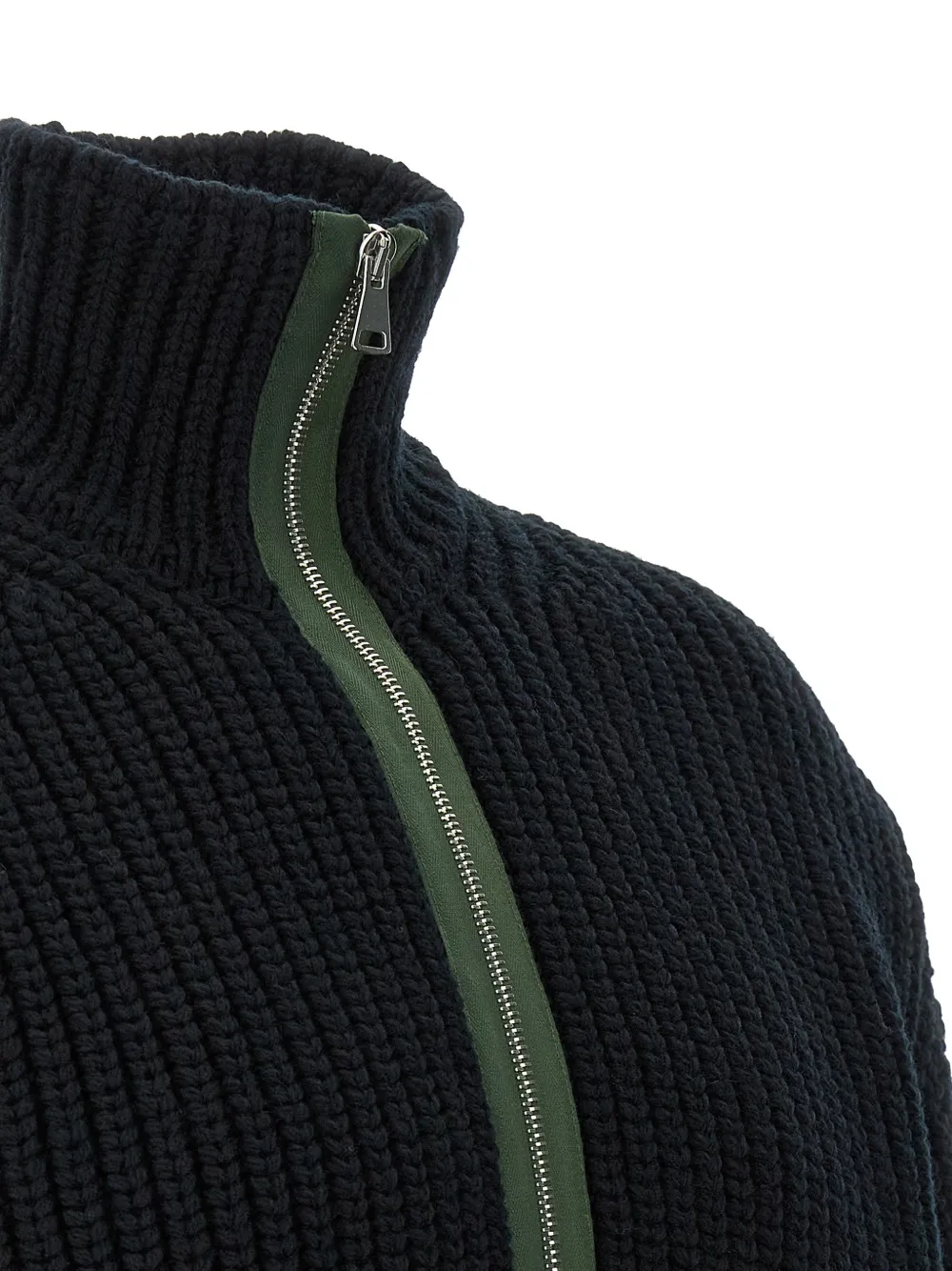 Namacheko Cardigan With Contrast Collar And Long Sleeves In Black