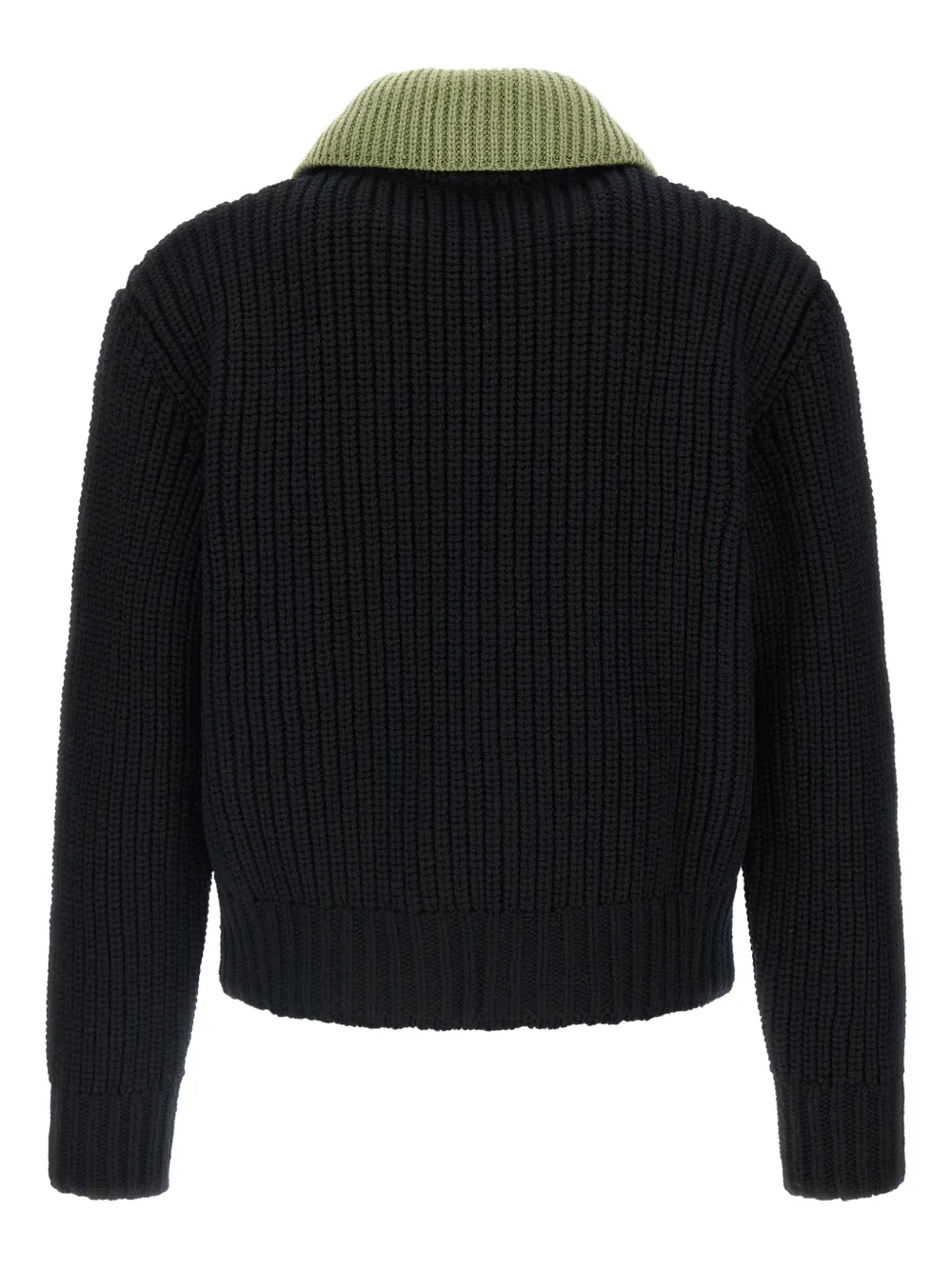 Namacheko Cardigan With Contrast Collar And Long Sleeves In Black