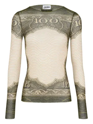 Jean Paul Gaultier long-sleeves morphing-stripes Top | White