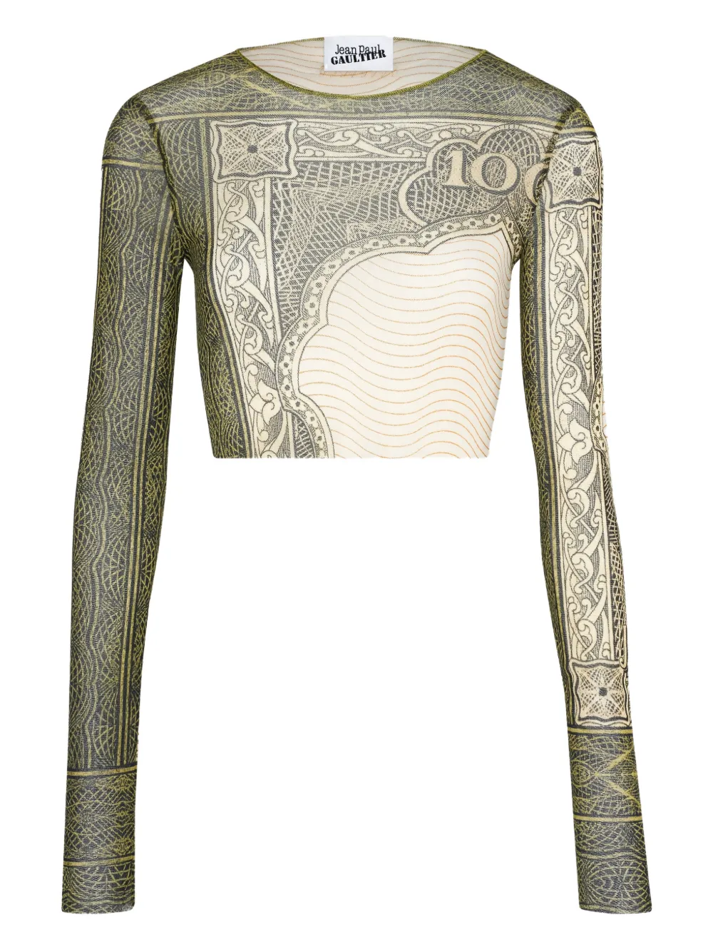 Jean Paul Gaultier long-sleeves printed crop top - Toni neutri