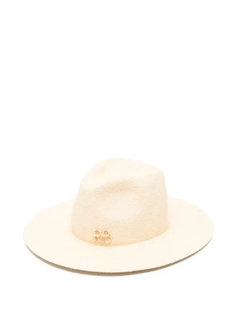Ruslan Baginskiy pearl-chain straw fedora hat
