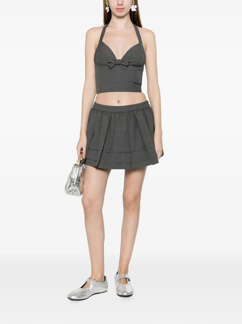  Shushu/tong Halterneck Bow-tie Top - Grey 