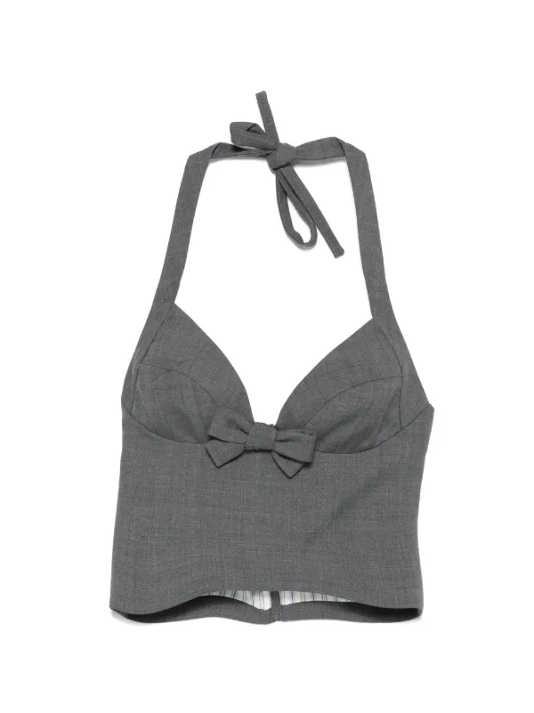 Shushu/Tong Halterneck Bow-tie Top in Grey