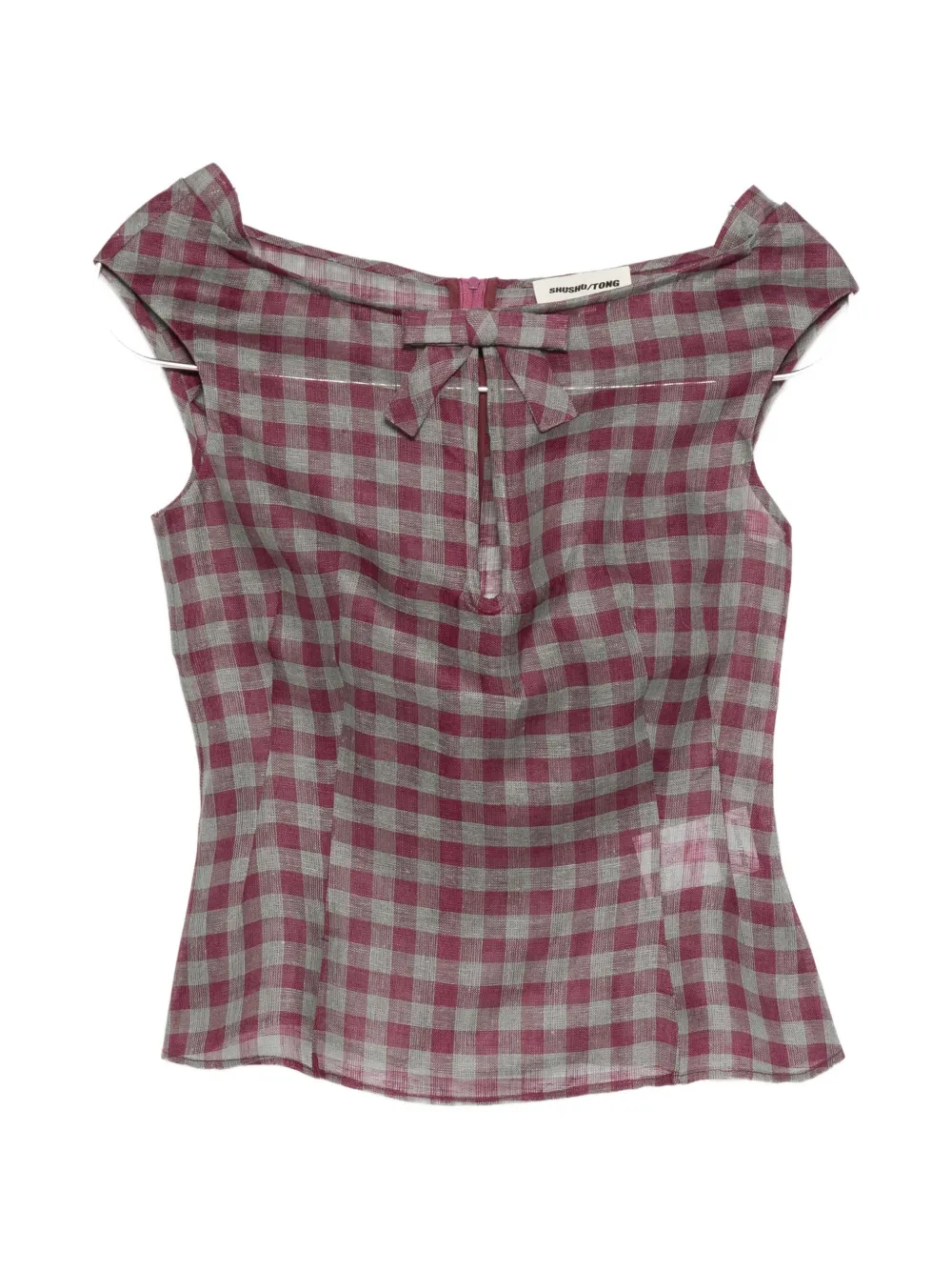 SHUSHU/TONG keyhole check blouse - Viola