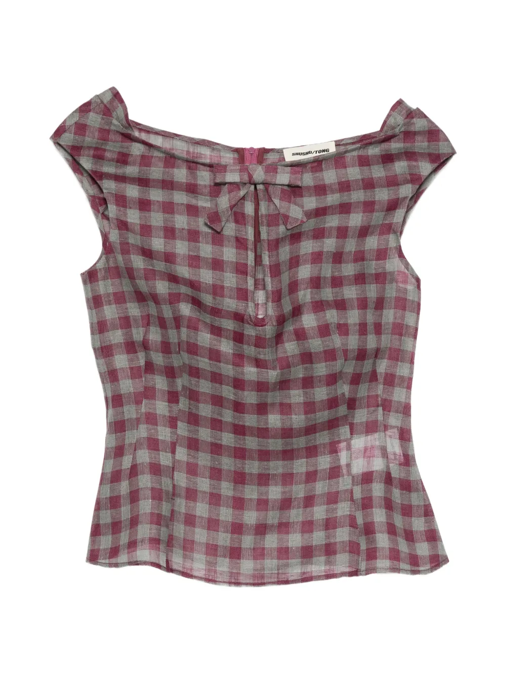 SHUSHU/TONG keyhole check blouse - Viola